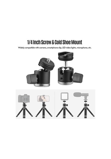 Wezone Alüminyum Masaüstü Tripod + Çift Kullanimli Soğuk Ayaklı Kafa - 4 Bölmeli Yükseklik Ayarı, 360 Döner, 3kg Yük Taşıma Kapasitesi Gümüş