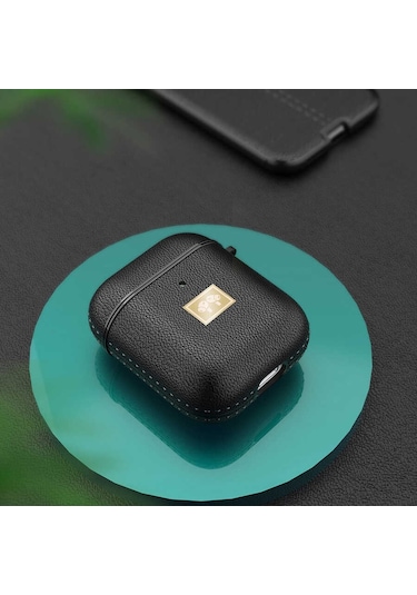 Wlons Airpods Uyumlu Kılıf Deri Görünümlü Wlons Askılı Koruma Kılıfı Airpods Uyumlu Kılıf Deri Görünümlü Wlons Askılı Koruma Kılıfı Siyah