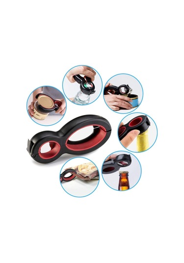 6 Arada 1 Basit Teneke Kutu Açıcı Çok Fonksiyonlu Plastik Şişe Açıcı Kırmızı Kırmızı , Boyut:6'sı 1 Siyah Kırmızı Beyaz