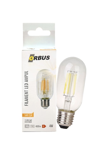Orbus ORB-TC45 4W E27 400LM Clear Filament Led Ampul Sarı Işık