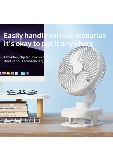Motion003 Beyaz Kompakt Usb Masa Fanı Sessiz Ofis Ve Öğrenci Kullanımı Uzun Pil Ömrü Taşınabilir