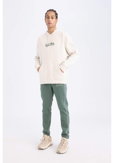 DeFactoFit NBA Boston Celtics Oversize Geniş Kalıp Kapüşonlu Sırt Baskılı Kalın Sweatshirt D3242AX24WNBG662