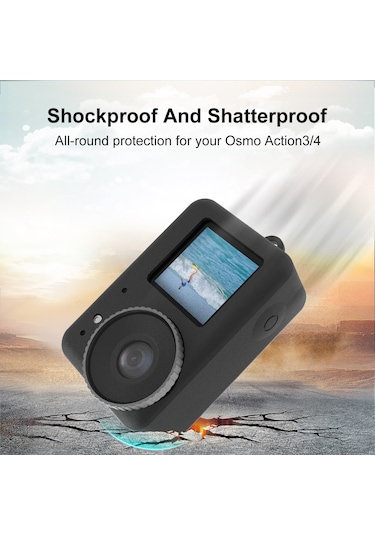 Djı Osmo Action 5 Pro / 4/3 İçin Puluz Lens Kapaklı Silikon Koruyucu Kılıf Siyah