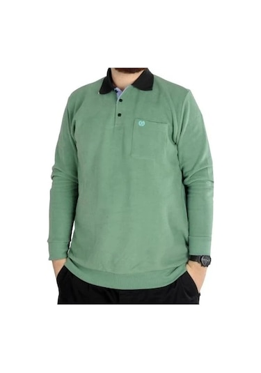 Mode XL Erkek Sweat Polo Cepli Selanik Basic 20441 Çağla Çağla