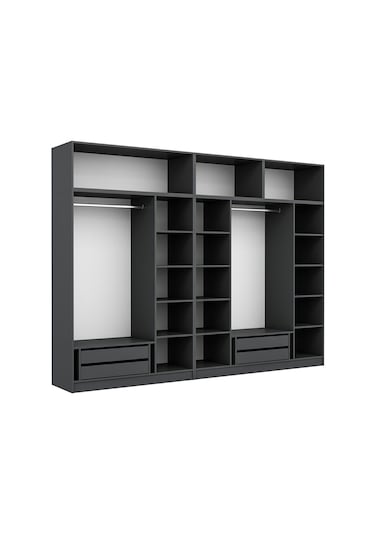 Kale 7 Kapaklı 4 İç Çekmeceli Dolap Ve Yüklük Antrasit Mebran İlkbahar 255cm Antrasit