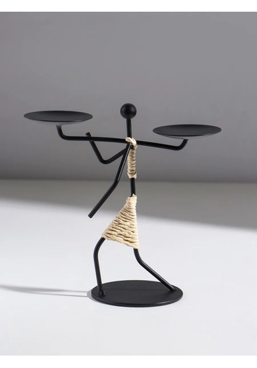 Simalend Mum İçin Metal Figürlü Şamdan 458077854 Siyah