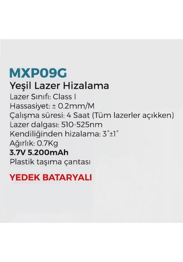 Max Extra Mxp09g Lazer Hizalama Cihazı 3.7v 5200mah Taşıma Çantal