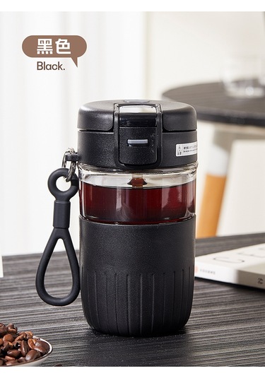 Aurora Yüksek Sıcaklıga Dayanıklıcam Bardak, Kaymaönlici Bardağı Kapağı, Su Bardağı, Pipet, "dan İçmeçiftçi" Kullan Siyah