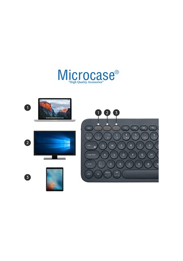 Microcase Yuvarlak Tuşlu Bluetooth Kablosuz Klavye - AL3048 Siyah
