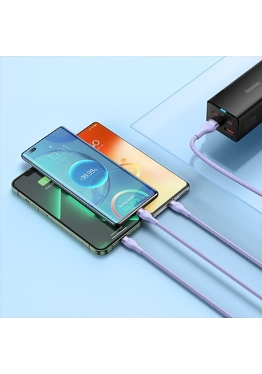 Novahub 66w 3in1 Super Quick Charge Kablosu - Honor & Huawei Uyumlu - 100w Destekli - 1.2m Uzunluğu - Mor