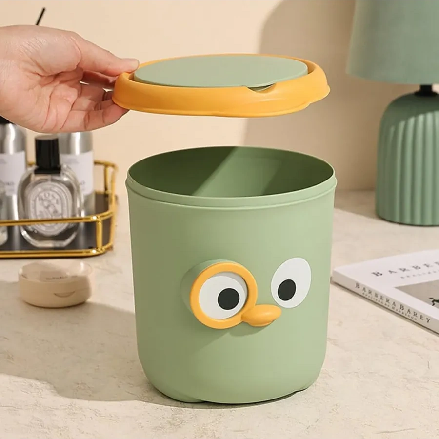 Darvish Tm Masaüstü Çocuk Çöp Kutusu Kapaklı Çöp Konteyneri 314302133 Yeşil