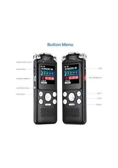 Teltree Vr001 Taşınabilir Yüksek Kaliteli Ses Kayıt Cihazı, 8gb Hafızalı, Çift Mikrofonlu, Gürültü Azaltma Özellikli