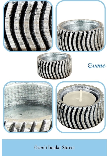 Mumluk Şamdan Tealight Mum Uyumlu Tekerlek Model - Gümüş Eskitme