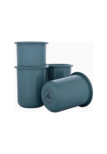 Barebones Rolled Enamelware 4 Lü Emaye Kamp Kupası Mutfak Aksesuarları Mavi