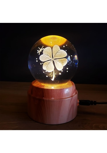 Yonca Tasarımlı Usb Dönen Cam Küre