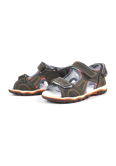 Hakiki Deri Gri Cırtlı Erkek Çocuk Sandalet Yazlık Ayakkabı (423026114) Gri