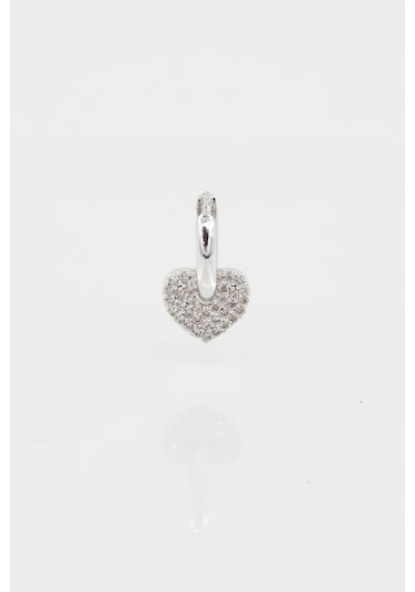 Kadın Kendi Tarzını Oluştur Zirkon Taşlı Kalp Figürlü Helix Model 1 Adet Küpe Çok Renkli