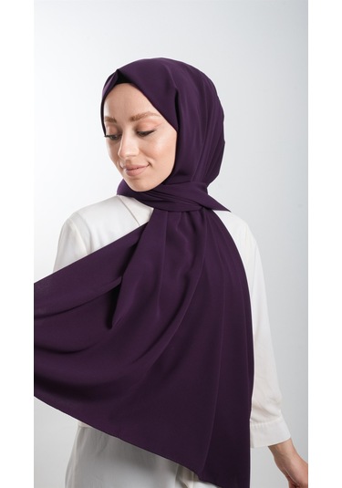 Mürdüm Düz Klasik Şal Medine İpeği Sade 202103_07