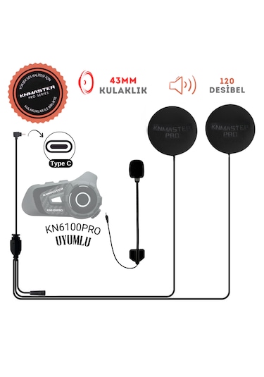 Knmaster Kn6100 Pro Açık Kask Kulaklık Mikrofon Seti