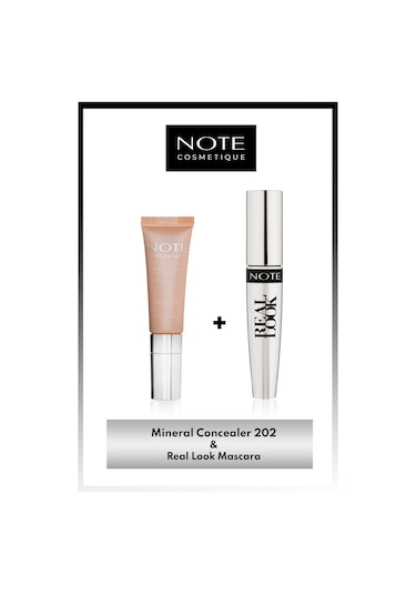 Note Cosmetics Mineral Concealer 202 Göz Altı Kapatıcısı & Real Look Maskara Makyaj Seti
