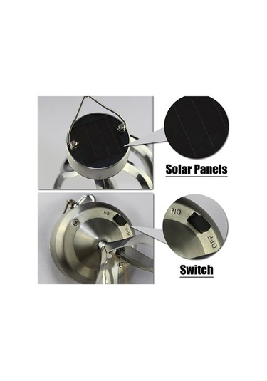 Opulentliving Güneş Enerjili Çelik Çanak Lamba - Renk Değişen Led Bahçe Dekoru, Su Geçirmez Gümüş Gümüş