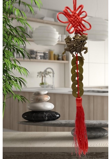 Çin Feng Shui Şans Ve Bereket Beşli Para Dragon 35 Cm