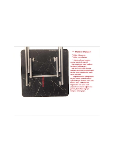 Sadeceonda Siyah Katlanır Balkon Masası - 60x60 Cm