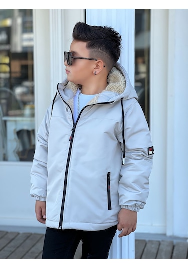 Erkek Çocuk Kapüşonlu İçi Kürklü Mont Km3050 Bej