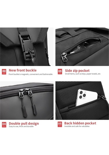 Sones Ozuko 9334 Erkek Dış Mekan Çok Fonksiyonlu Su Geçirmez Messenger Çanta, Harici Usb Şarj Bağlantı Noktalı