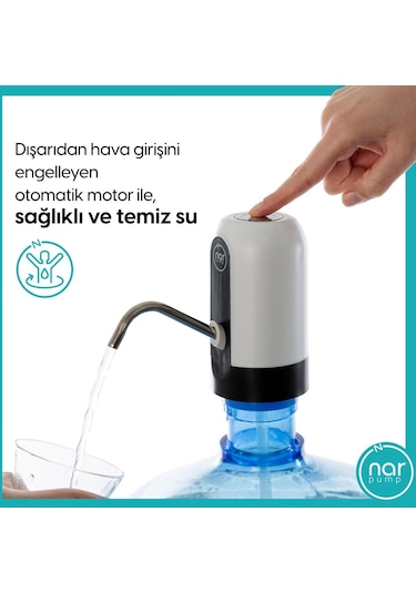Narpump Şarjlı Otomtk Damacana Su Pomp.Beyaz