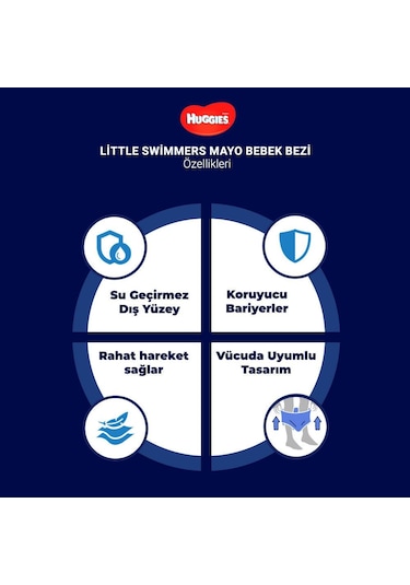 Huggies Little Swimmers 3-4 Numara 7-15 Kg 12'li Mayo Bez