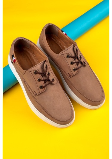 Ducavelli Daily Hakiki Deri Erkek Günlük Ayakkabı, Yazlık Ayakkabı, Hafif Ayakkabı, Bağcıklı Deri Ayakkabı Kahverengi