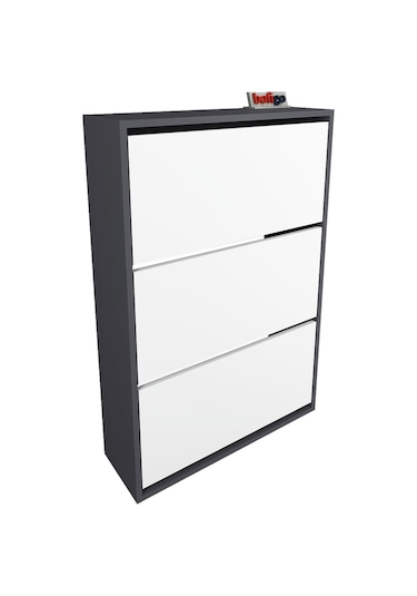 Bofigo Düşer Kapak Ayakkabılık Kayar Raflı Ayakkabılık 3 Bölmeli Ayakkabılık Melek Antrasit-Beyaz Bofigo Düşer Kapak Ayakkabılık Kayar Raflı Ayakkabılık 3 Bölmeli Ayakkabılık Melek Antrasit-Beyaz