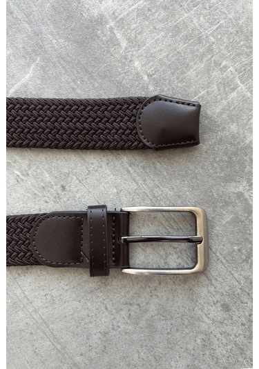 Erkek Hasır Örgü Kemer Kahverengi