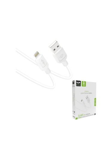 Linktech K449 Strong Lightning - USB Data/Şarj Kablosu 1mt 2.4A Beyaz