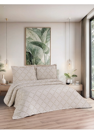 Bella 3 Parça Çift Kişilik Pike Takımı Ekru 240 X 260 Cm Ekru