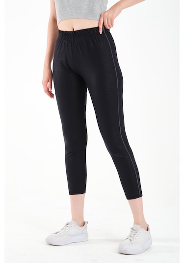 Varak Baskılı Tayt Koyu Lacivert