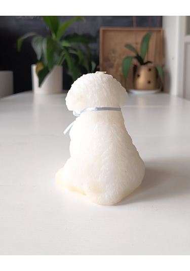 Köpek Figürlü Mum Beyaz 12 Cm