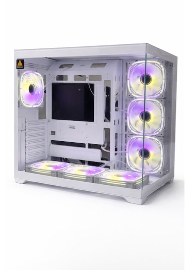 Zeiron 7x12 Fan Rgb Kumandalı Beyaz Akvaryum Gaming Kasa Powersiz