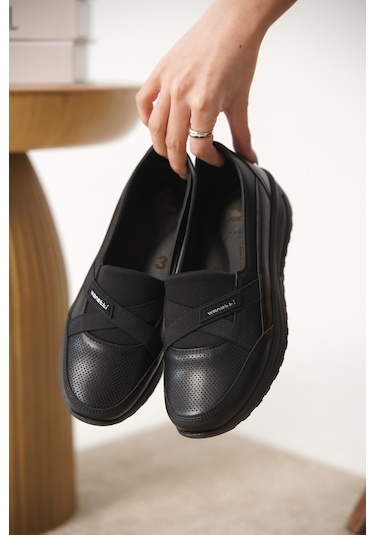 Garantili D0312 Günlük Ortopedik Kadın Babet Ayakkabı Siyah