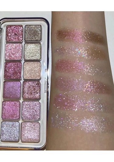 12 Renk Göz Farı Paleti Düşük Doymuş Toprak Pembe Mor Göz Farı Glitter 11 01