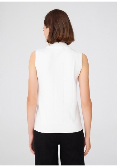 Peraluna Kadın Balıkçı Yaka Dar Kalıp Kolsuz Bluz Ekru-Ekru
