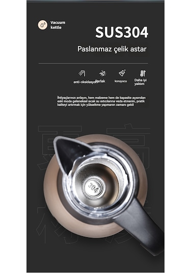 304 Paslanmaz Çelik Yalıtımlı Tencere Termos Şişesi 2.0l Vakumlu
