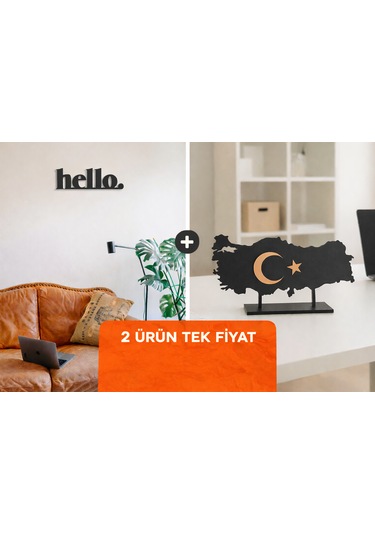 2 Ürün Al Tek Öde Hello + Şık Masaüstü Türkiye Haritası
