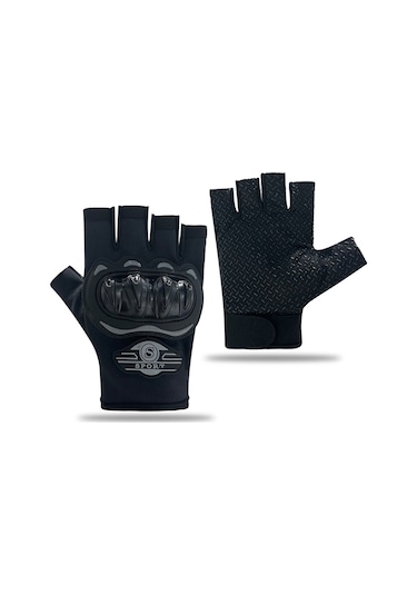 Unisex Siyah Profesyonal Korumalı Motosiklet Eldiveni Dokunmatikli Motorsiklet Siyah