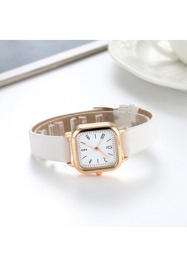 Bahar Yeni Şık Rahat Çok Yönlü Bayan Saati Küçük Kare Kadran Küçük Taze Bayan Saati Beyaz Diğer