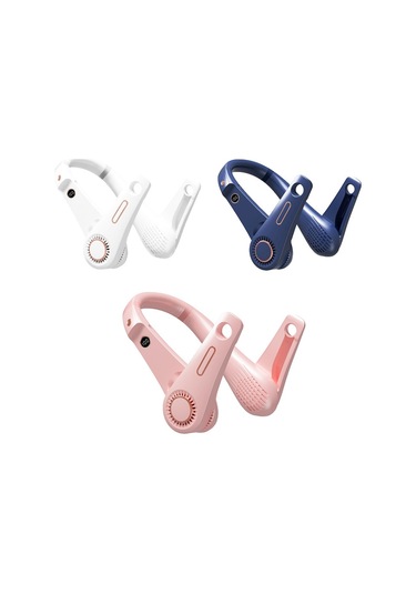 F11 Taşınabilir Usb Şarj Dönen Dijital Ekran Bladess Asma Boyun Fan Pembe