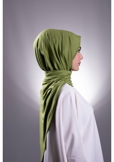 Fıstık Yeşili Düz Klasik Şal Viskon Kumaş Likralı Penye 202101_36