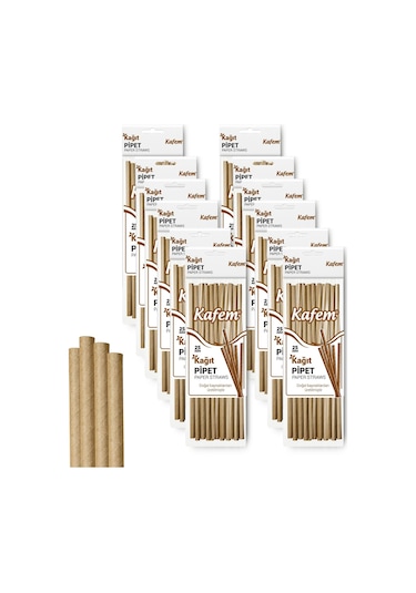 Kafem Kraft Kağıt Pipet 19.5 CM 10 x 25'li