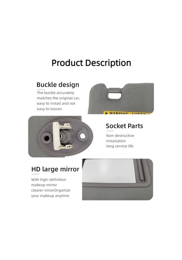 Xuweiwei Toyota 4runner 2010-2023 Sol Perdesi Sürücü Gri Isı Yalıtımlı Makyaj Aynalı